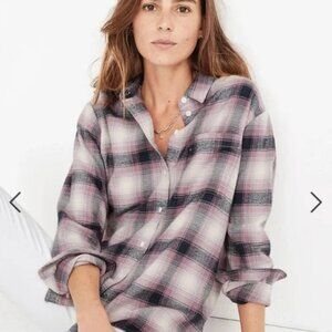 Madewell Flannel Oversized Ex-Boyfriend Shirt Lenore Plaid Medium Gilmore Girls